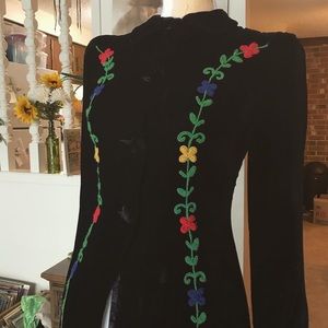 Late 60s/ Early 70s Black Velvet Dress Coat